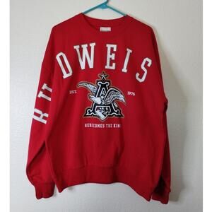 Budweiser Beer NWT Men's Size Medium Spellout Anheuser-Busch Logo Red Sweatshirt
